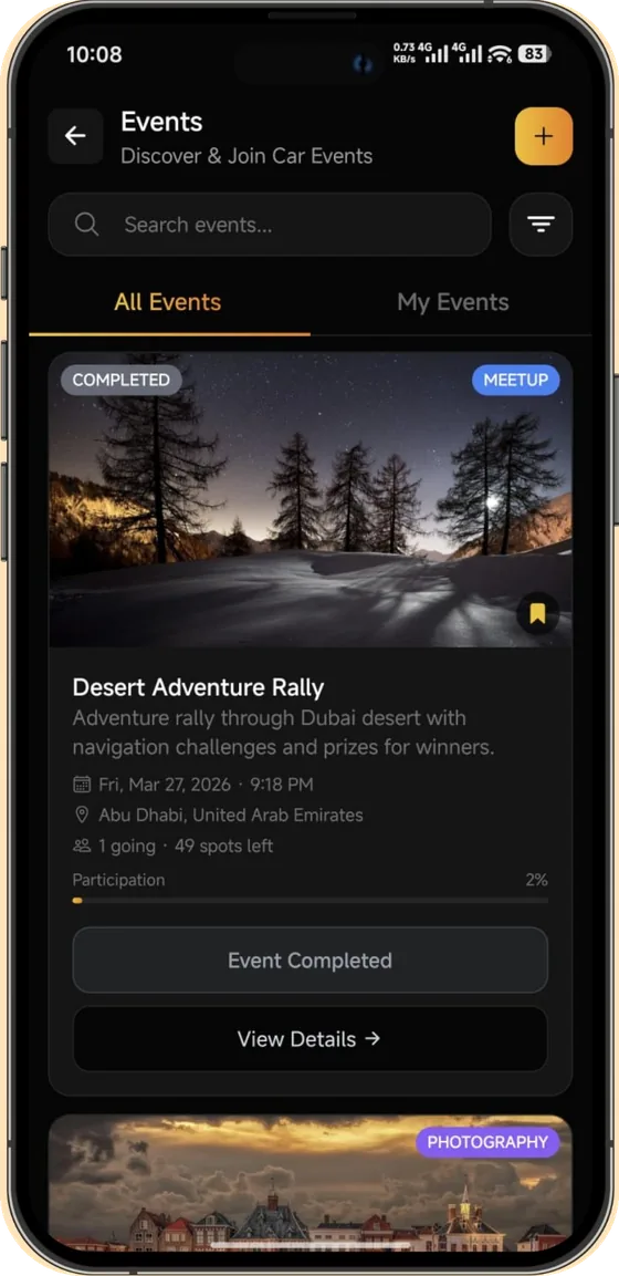 Events — discover and join car events