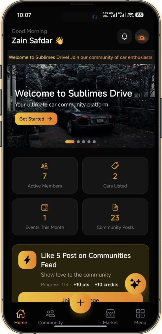 Home dashboard